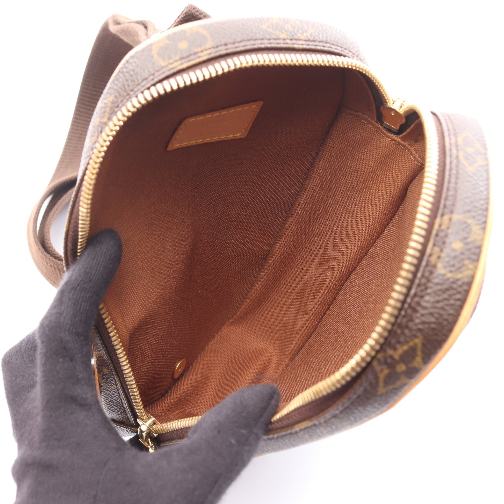 ポシェットガンジュ モノグラム ボディバッグ PVC レザー ブラウン ルイヴィトン バッグ LOUIS VUITTON