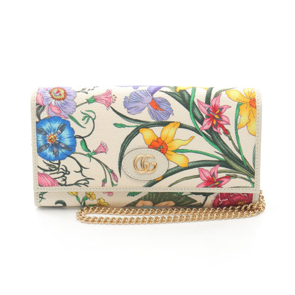 GGマーモント フローラ ショルダーウォレット キャンバス レザー オフホワイト マルチカラー グッチ バッグ GUCCI