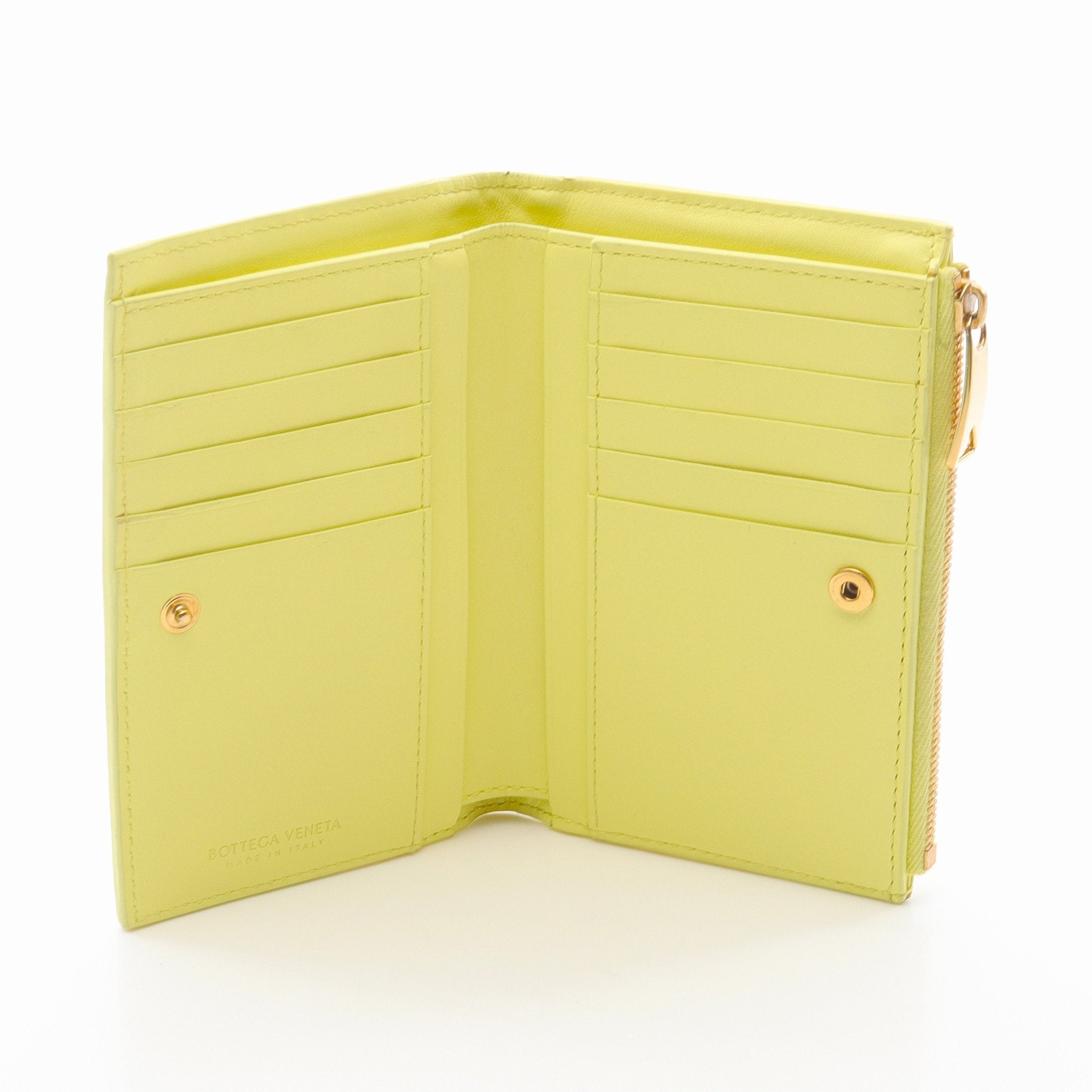 イントレチャート 二つ折り財布 レザー ライトイエロー ボッテガ