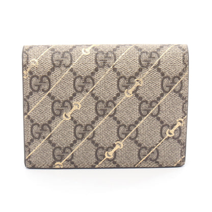 GGスプリーム ホースビットプリント 二つ折り財布 PVC ベージュ ゴールド グッチ 財布・小物 GUCCI