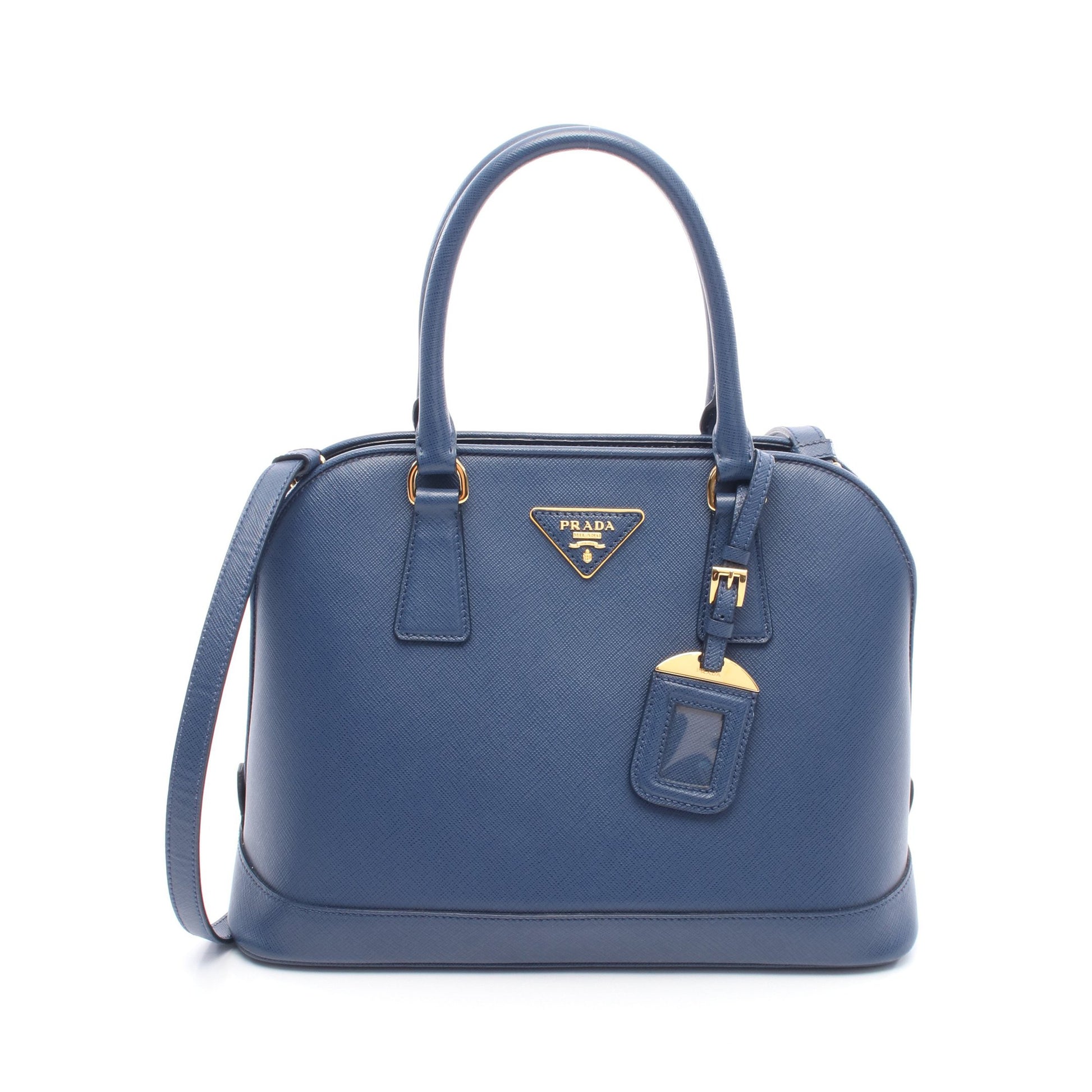 SAFFIANO LUX ハンドバッグ サフィアーノレザー ブルー 2WAY プラダ 