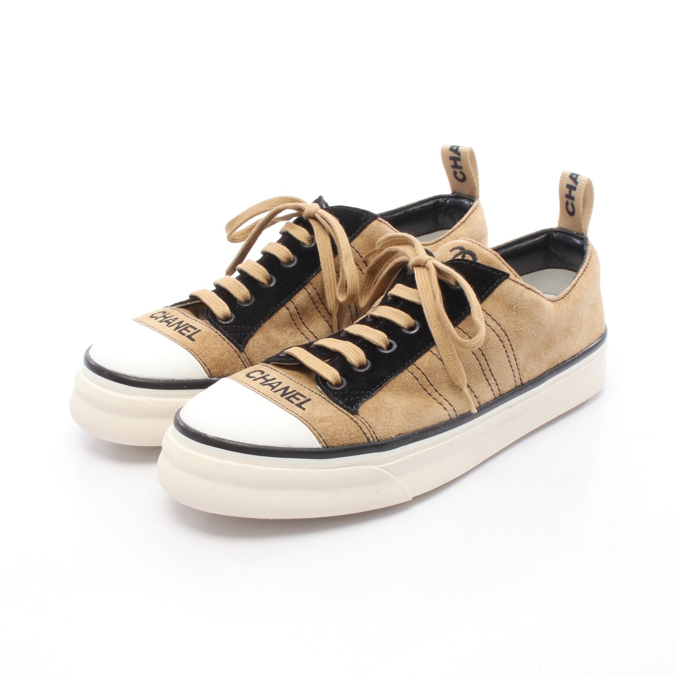 スニーカー スエード カーキブラウン ブラック シャネル – RECLO