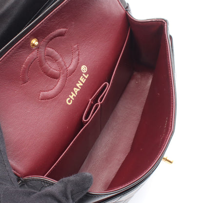 マトラッセ Wフラップ Wチェーンショルダーバッグ ラムスキン ブラック ゴールド金具 シャネル バッグ CHANEL