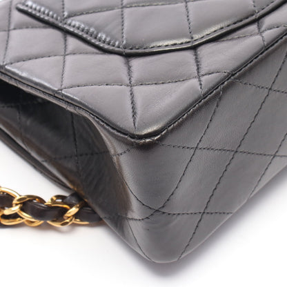 マトラッセ Wフラップ Wチェーンショルダーバッグ ラムスキン ブラック ゴールド金具 シャネル バッグ CHANEL
