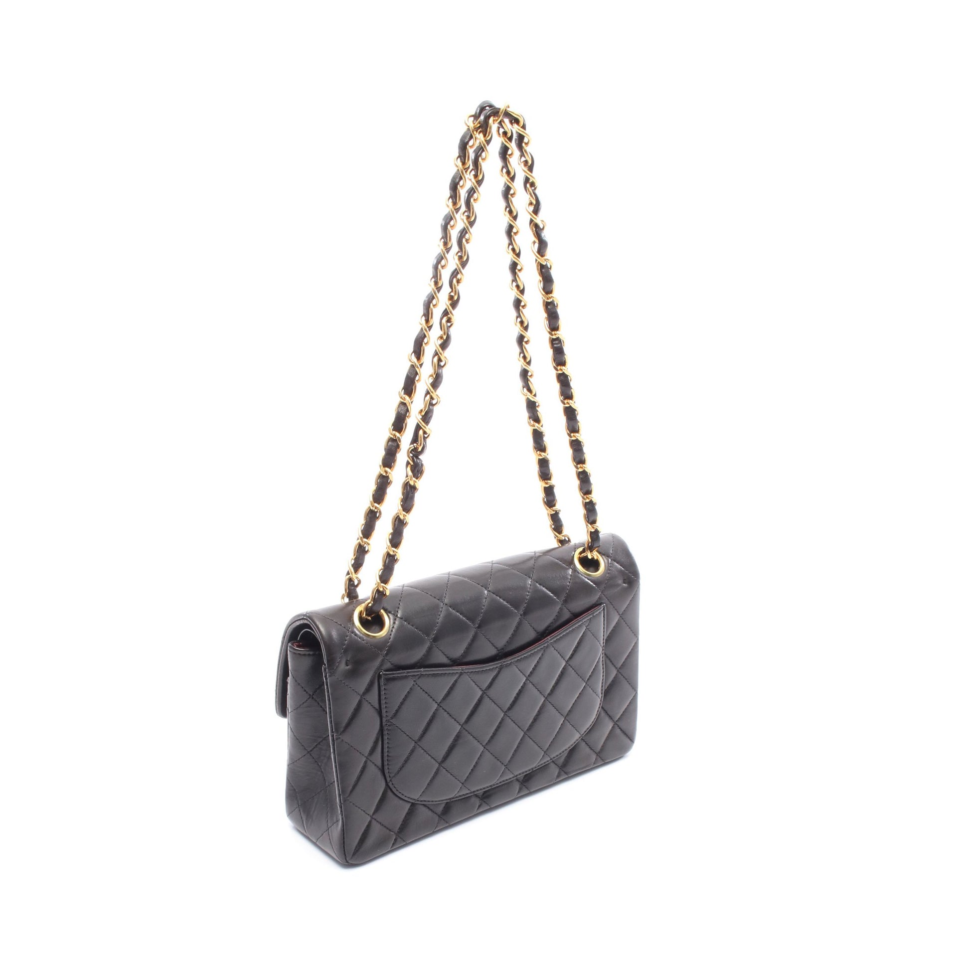 マトラッセ Wフラップ Wチェーンショルダーバッグ ラムスキン ブラック ゴールド金具 シャネル バッグ CHANEL