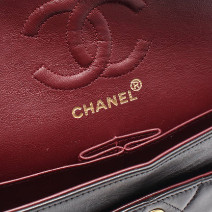 マトラッセ Wフラップ Wチェーンショルダーバッグ ラムスキン ブラック ゴールド金具 シャネル バッグ CHANEL