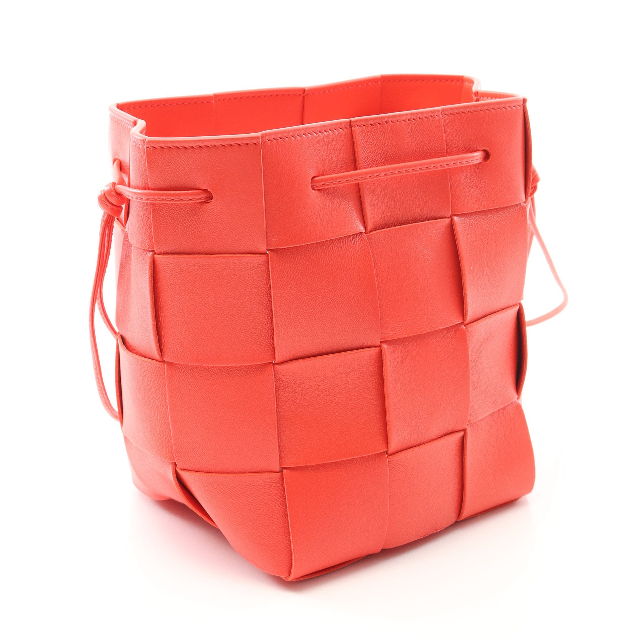 スモール カセット バケット ショルダーバッグ レザー オレンジレッド