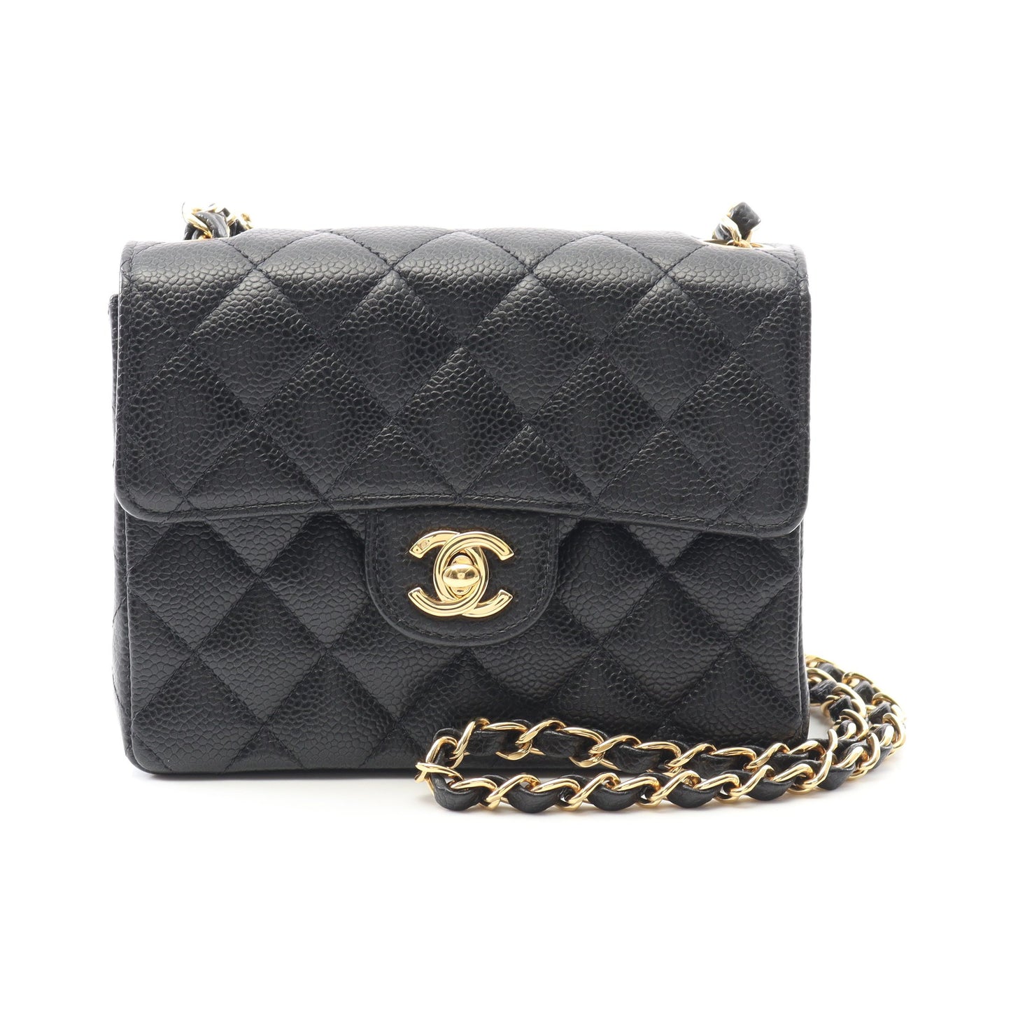 ミニマトラッセ チェーンショルダーバッグ キャビアスキン ブラック ゴールド金具 シャネル バッグ CHANEL
