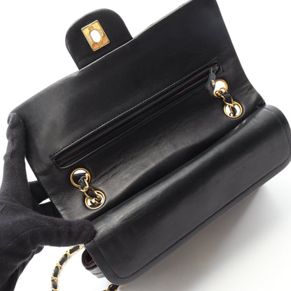 マトラッセ Wフラップ Wチェーンショルダーバッグ ラムスキン ブラック ゴールド金具 ヴィンテージ シャネル バッグ CHANEL