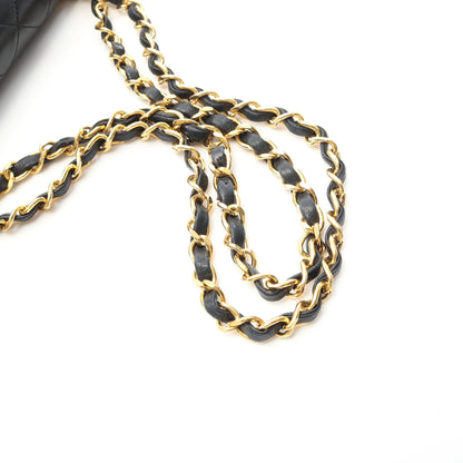 マトラッセ Wフラップ Wチェーンショルダーバッグ ラムスキン ブラック ゴールド金具 ヴィンテージ シャネル バッグ CHANEL