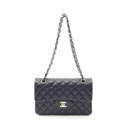 マトラッセ Wフラップ Wチェーンショルダーバッグ キャビアスキン ネイビー ゴールド金具 シャネル バッグ CHANEL