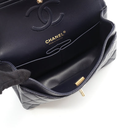 マトラッセ Wフラップ Wチェーンショルダーバッグ キャビアスキン ネイビー ゴールド金具 シャネル バッグ CHANEL