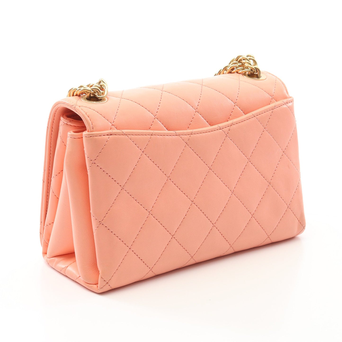 マトラッセ チェーンショルダーバッグ レザー コーラルオレンジ ゴールド金具 2WAY シャネル バッグ CHANEL