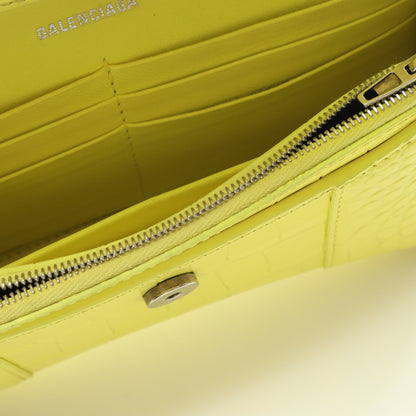 アワーグラス チェーンウォレット レザー イエロー クロコ型押し バレンシアガ バッグ BALENCIAGA