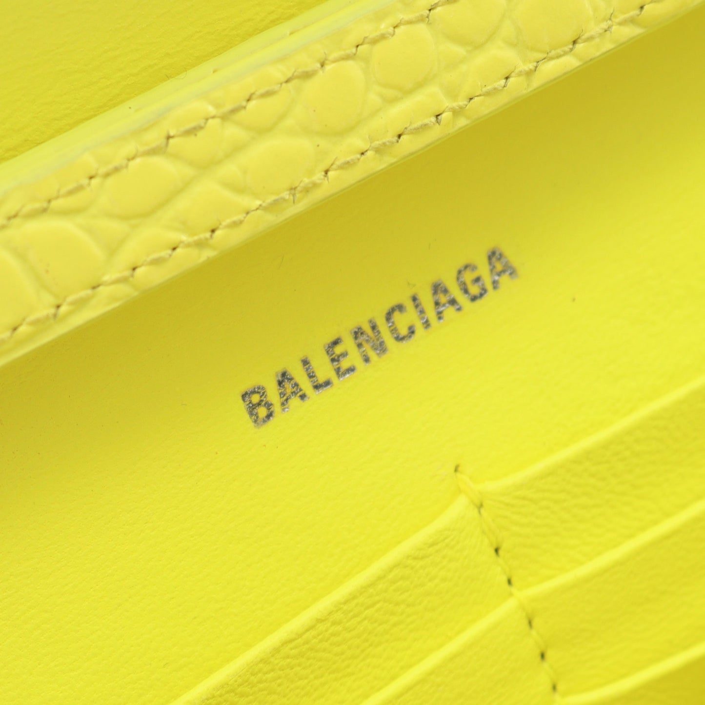 アワーグラス チェーンウォレット レザー イエロー クロコ型押し バレンシアガ バッグ BALENCIAGA
