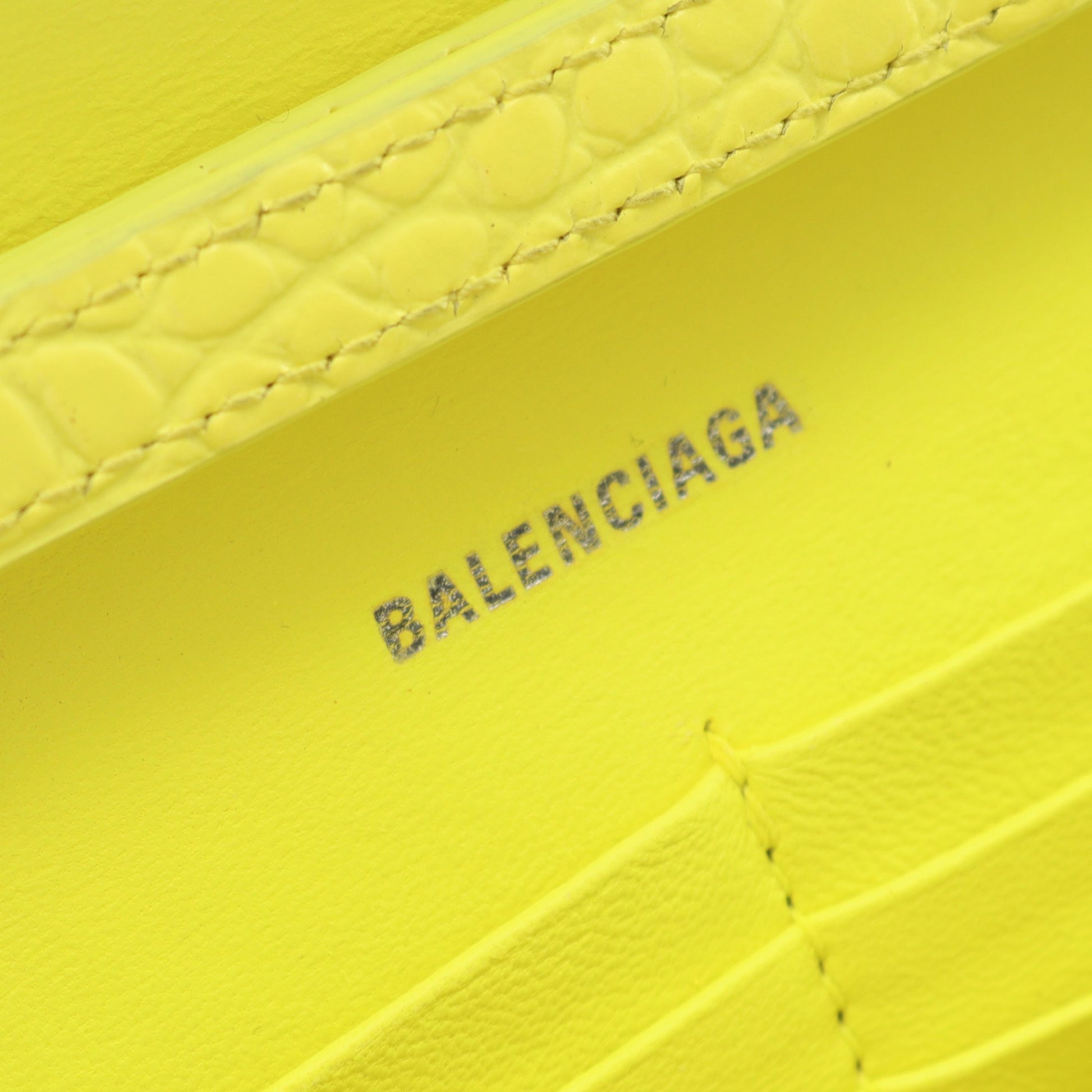 アワーグラス チェーンウォレット レザー イエロー クロコ型押し バレンシアガ バッグ BALENCIAGA