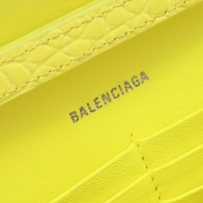 アワーグラス チェーンウォレット レザー イエロー クロコ型押し バレンシアガ バッグ BALENCIAGA