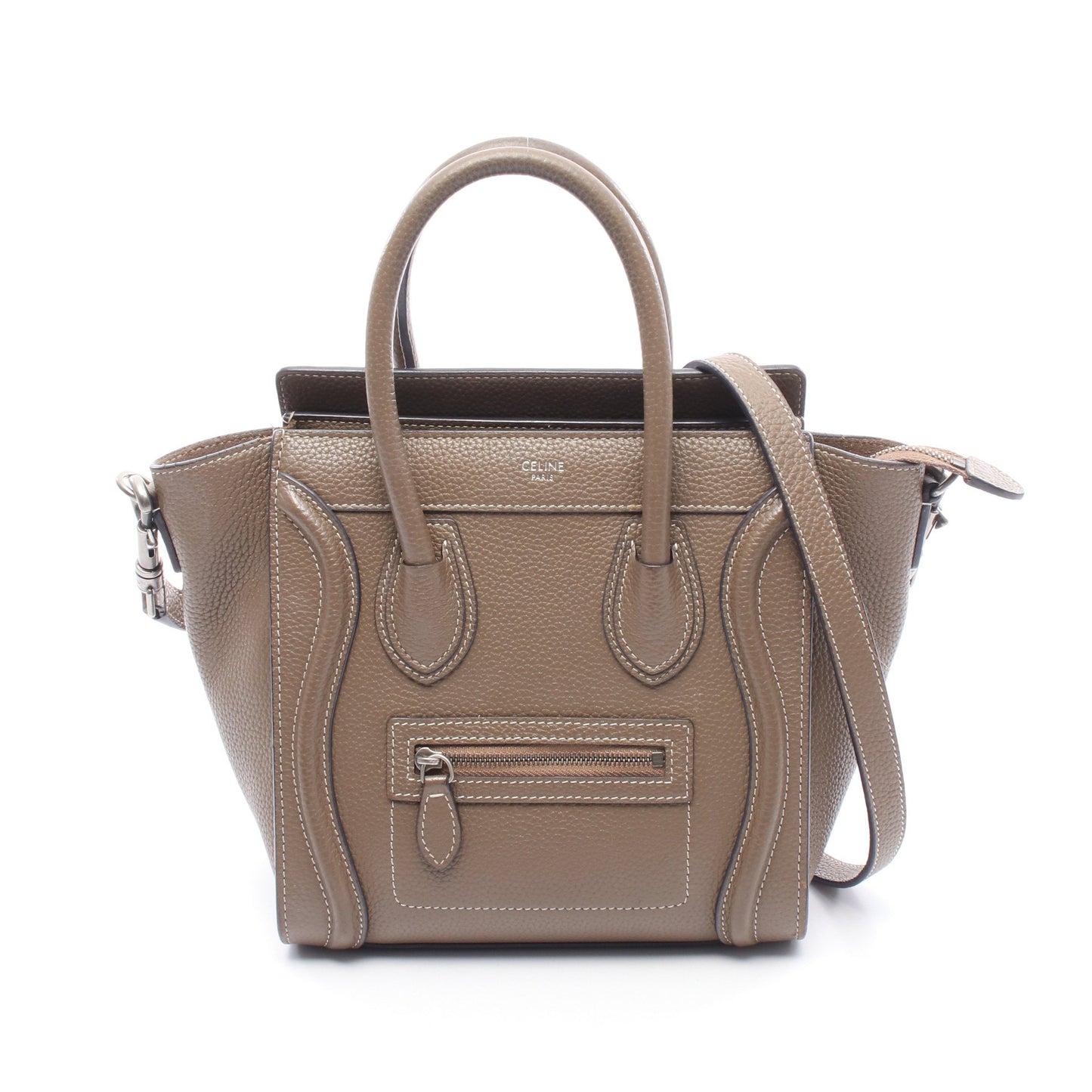ラゲージ ナノショッパー ハンドバッグ レザー グレーブラウン 2WAY セリーヌ バッグ CELINE