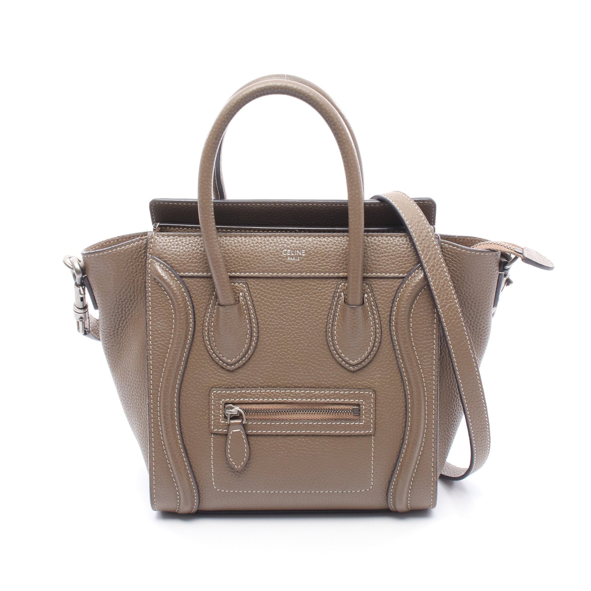 ラゲージ ナノショッパー ハンドバッグ レザー グレーブラウン 2WAY セリーヌ バッグ CELINE