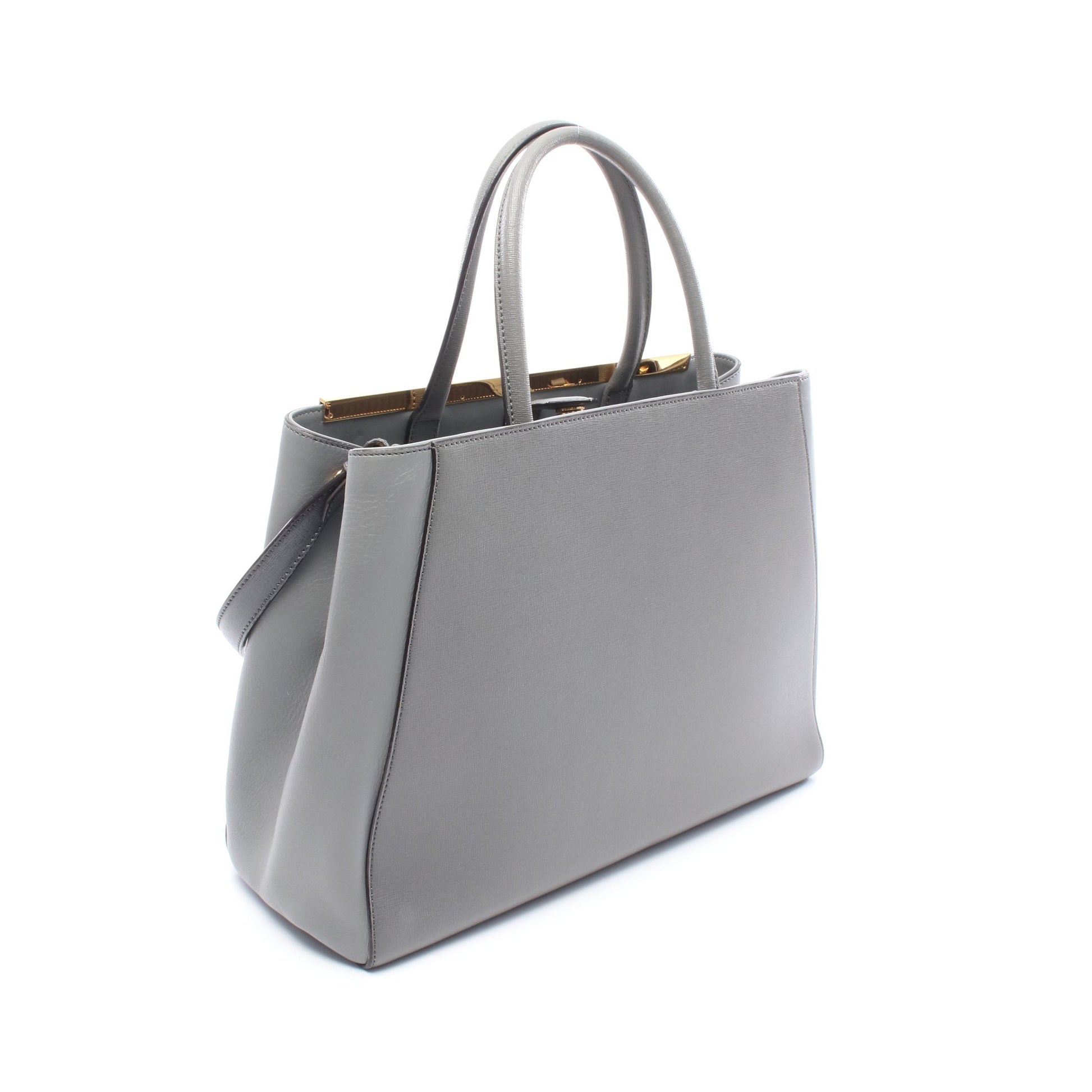 2JOURS トゥージュール ハンドバッグ レザー グレー 2WAY フェンディ 
