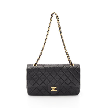 マトラッセ Wフラップ Wチェーンショルダーバッグ ラムスキン ブラック ゴールド金具 シャネル バッグ CHANEL