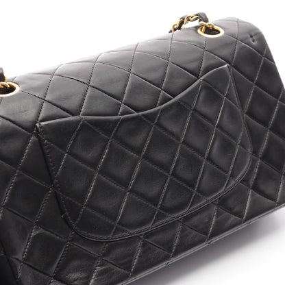 マトラッセ Wフラップ Wチェーンショルダーバッグ ラムスキン ブラック ゴールド金具 シャネル バッグ CHANEL