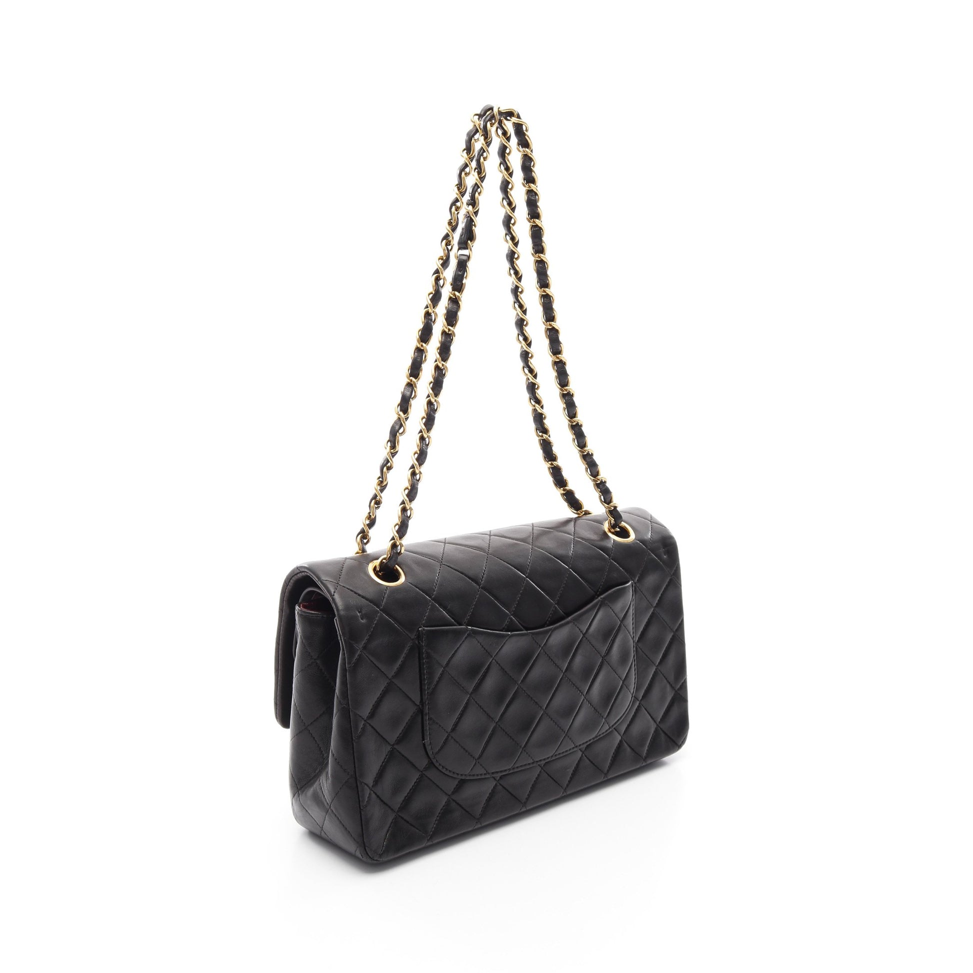 マトラッセ Wフラップ Wチェーンショルダーバッグ ラムスキン ブラック ゴールド金具 シャネル バッグ CHANEL