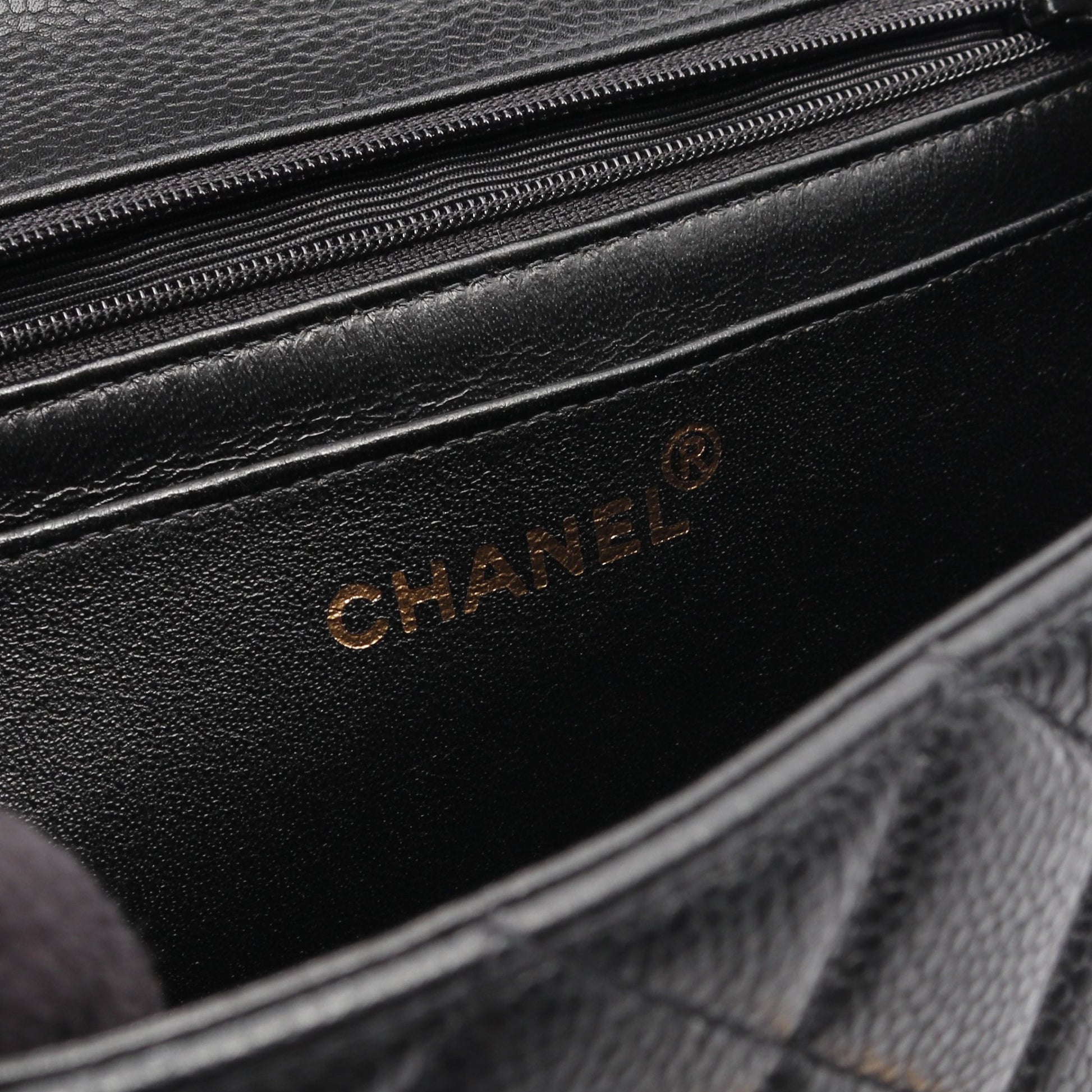 マトラッセ トップハンドルバッグ ハンドバッグ キャビアスキン ブラック ゴールド金具 シャネル バッグ CHANEL