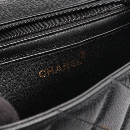 マトラッセ トップハンドルバッグ ハンドバッグ キャビアスキン ブラック ゴールド金具 シャネル バッグ CHANEL
