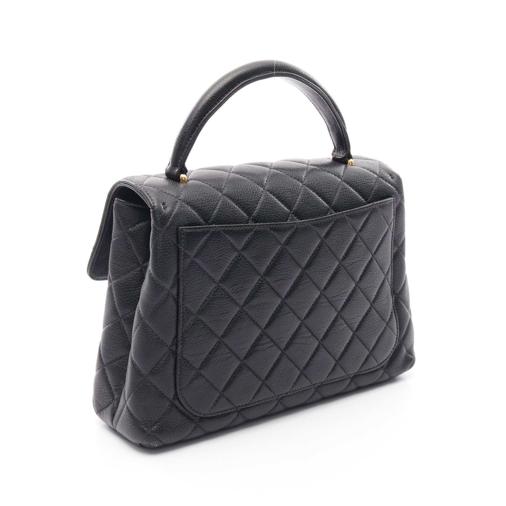 マトラッセ トップハンドルバッグ ハンドバッグ キャビアスキン ブラック ゴールド金具 シャネル バッグ CHANEL