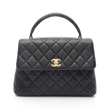 マトラッセ トップハンドルバッグ ハンドバッグ キャビアスキン ブラック ゴールド金具 シャネル バッグ CHANEL