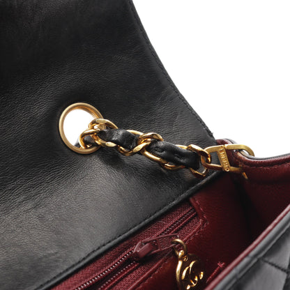マトラッセ ダイアナフラップ チェーンショルダーバッグ ラムスキン ブラック ゴールド金具 シャネル バッグ CHANEL