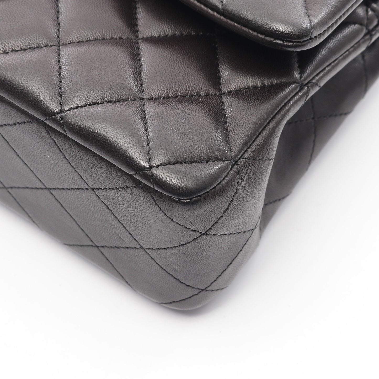 マトラッセ Wフラップ Wチェーンショルダーバッグ ラムスキン ブラック シルバー金具 シャネル バッグ CHANEL