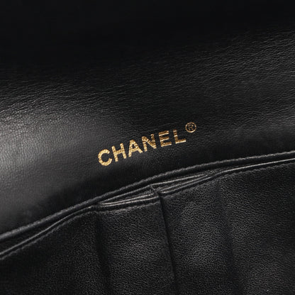 チョコバー チェーンショルダーバッグ ラムスキン ブラック ゴールド金具 シャネル バッグ CHANEL