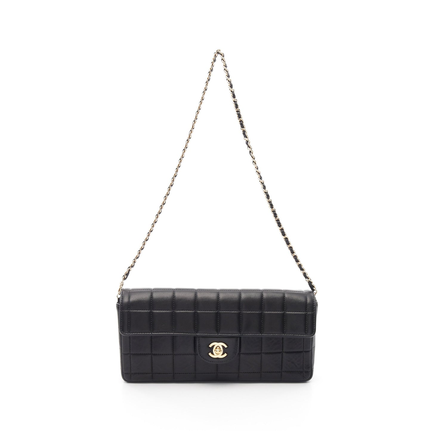 チョコバー チェーンショルダーバッグ ラムスキン ブラック ゴールド金具 シャネル バッグ CHANEL