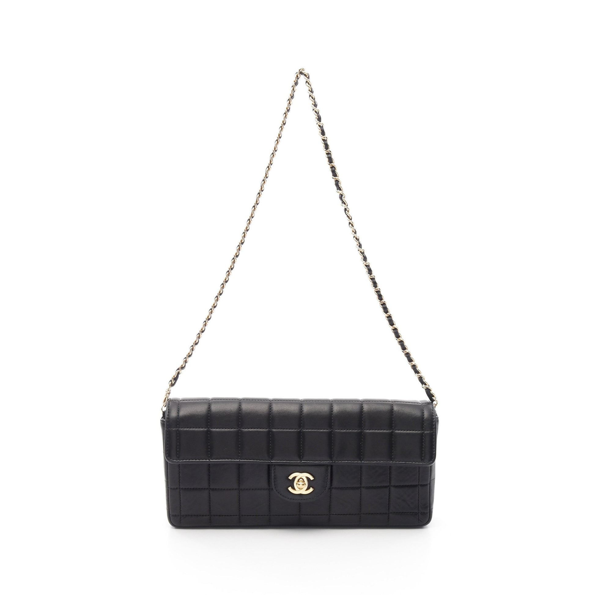 チョコバー チェーンショルダーバッグ ラムスキン ブラック ゴールド金具 シャネル バッグ CHANEL