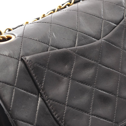 マトラッセ Wフラップ Wチェーンショルダーバッグ ラムスキン ブラック ゴールド金具 シャネル バッグ CHANEL