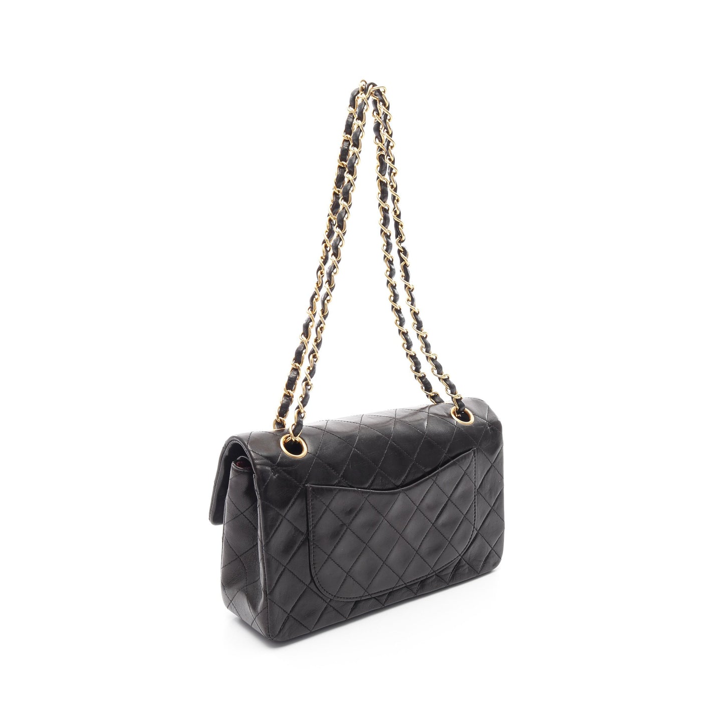 マトラッセ Wフラップ Wチェーンショルダーバッグ ラムスキン ブラック ゴールド金具 シャネル バッグ CHANEL