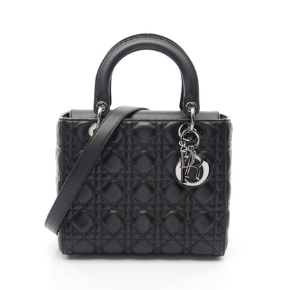 LADY DIOR レディディオール ミディアム カナージュ ハンドバッグ ラムスキン ブラック 2WAY クリスチャンディオール バッグ Christian Dior