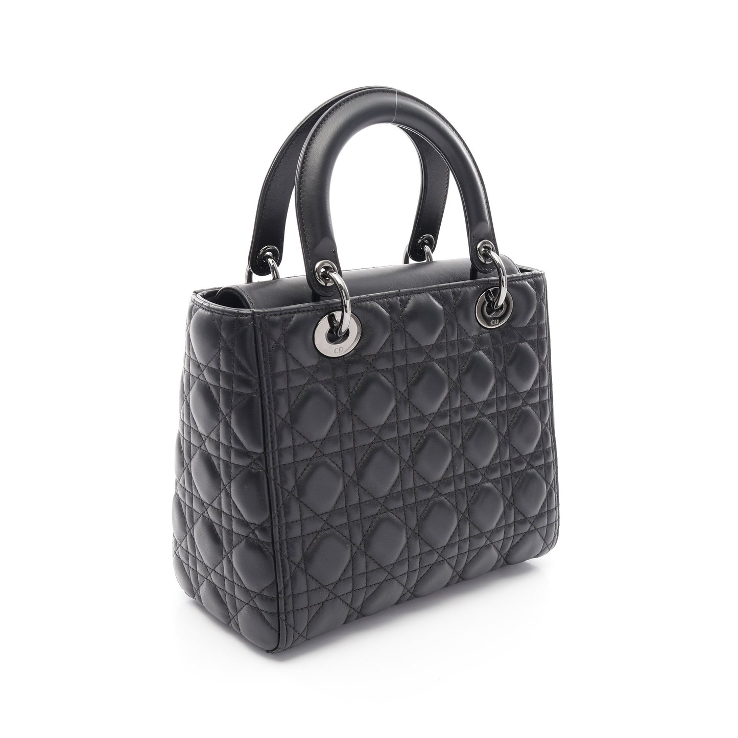 LADY DIOR レディディオール ミディアム カナージュ ハンドバッグ ラムスキン ブラック 2WAY クリスチャンディオール バッグ Christian Dior