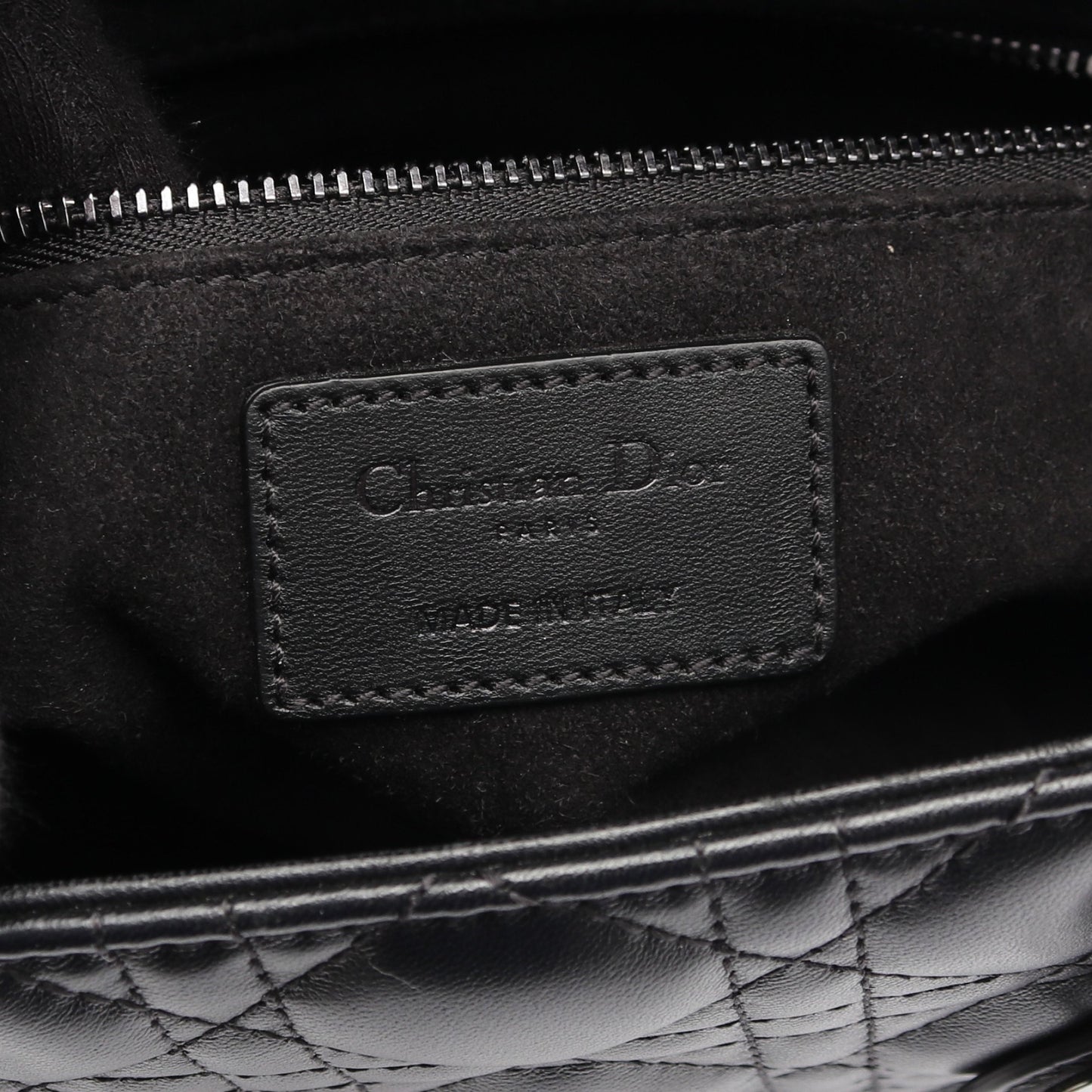 LADY DIOR レディディオール ミディアム カナージュ ハンドバッグ ラムスキン ブラック 2WAY クリスチャンディオール バッグ Christian Dior