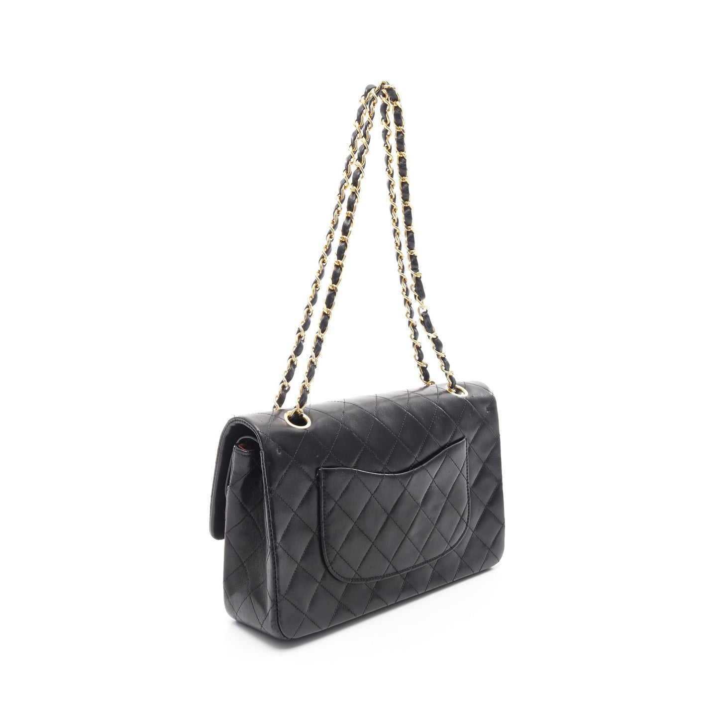 マトラッセ Wフラップ Wチェーンショルダーバッグ ラムスキン ブラック ゴールド金具 ヴィンテージ シャネル バッグ CHANEL