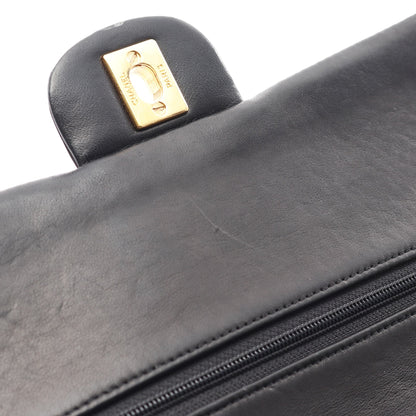 マトラッセ Wフラップ Wチェーンショルダーバッグ ラムスキン ブラック ゴールド金具 ヴィンテージ シャネル バッグ CHANEL