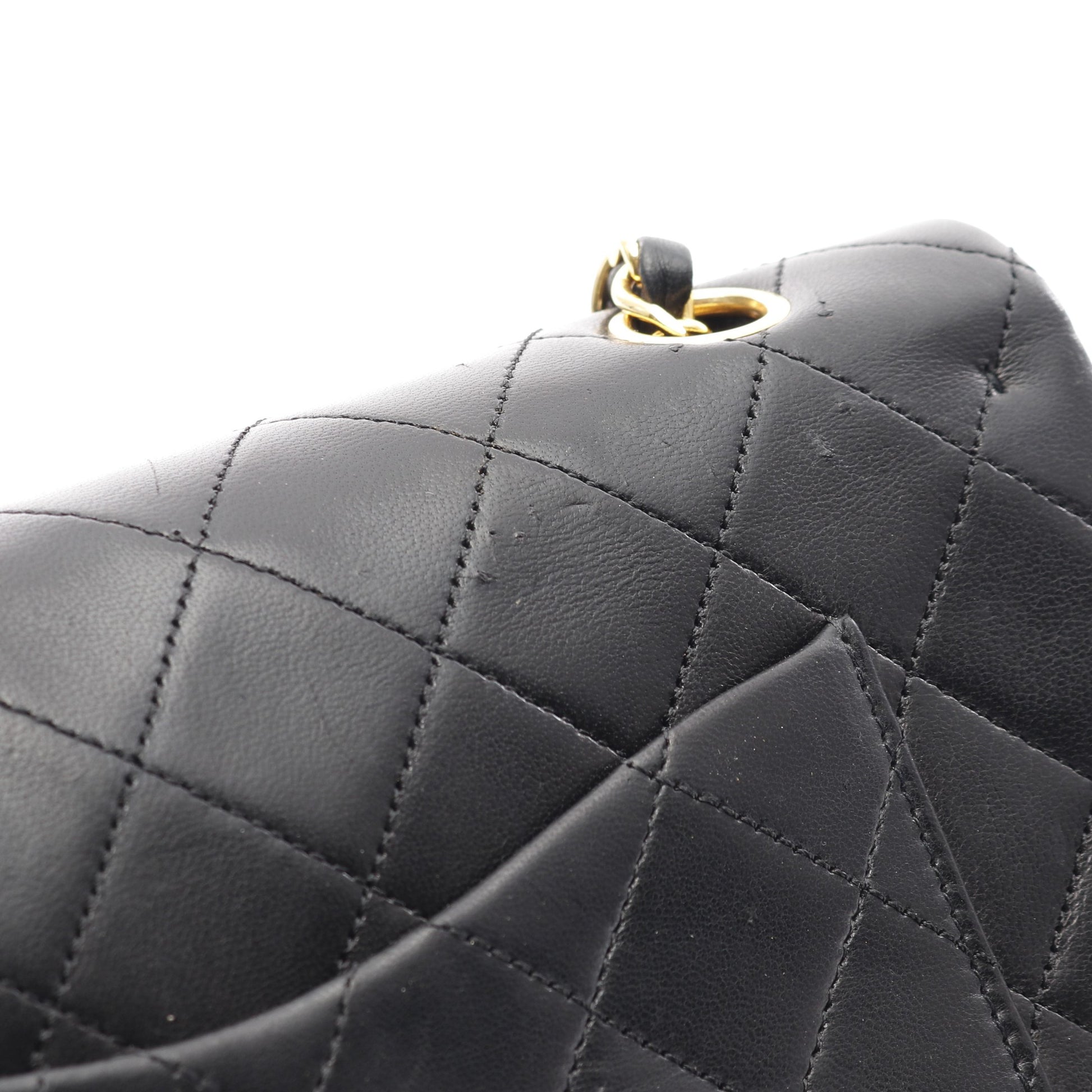 マトラッセ Wフラップ Wチェーンショルダーバッグ ラムスキン ブラック ゴールド金具 ヴィンテージ シャネル バッグ CHANEL