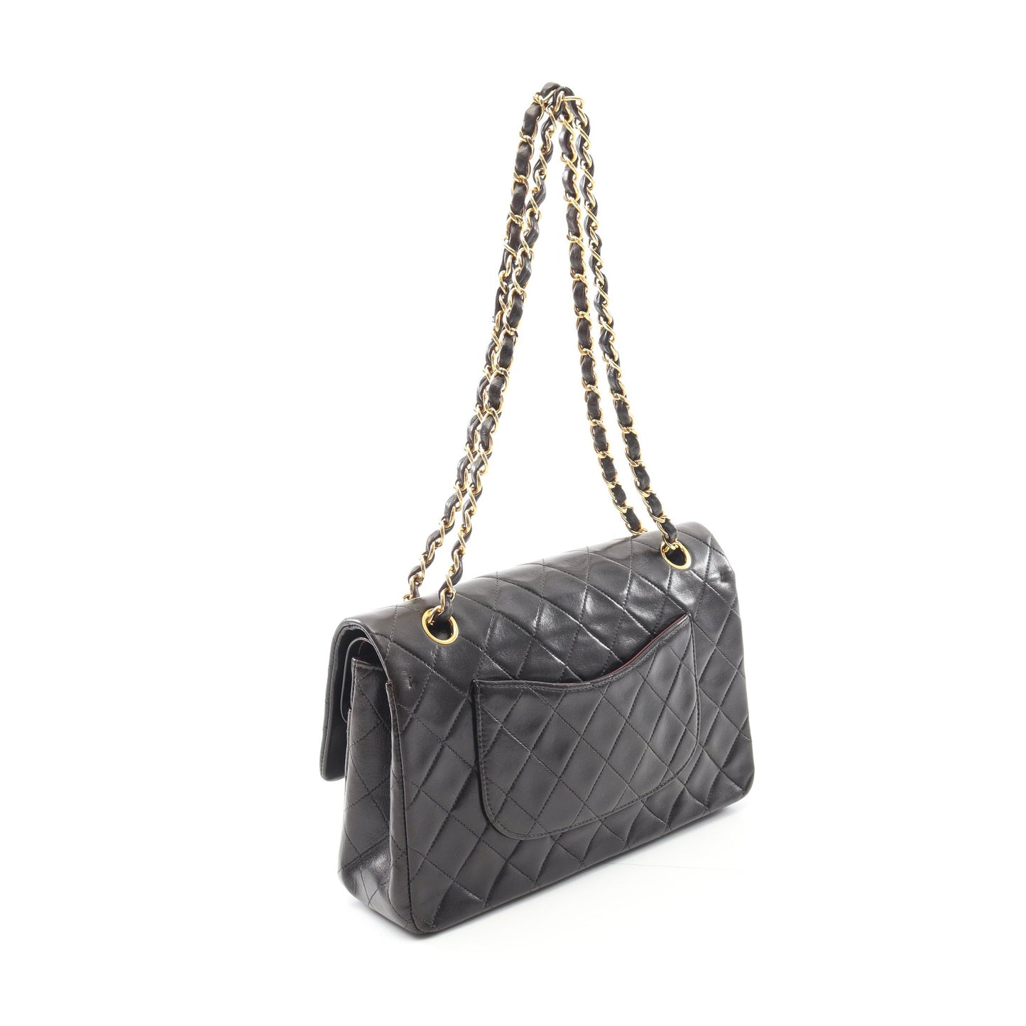 マトラッセ Wフラップ Wチェーンショルダーバッグ ラムスキン ブラック ゴールド金具 シャネル バッグ CHANEL