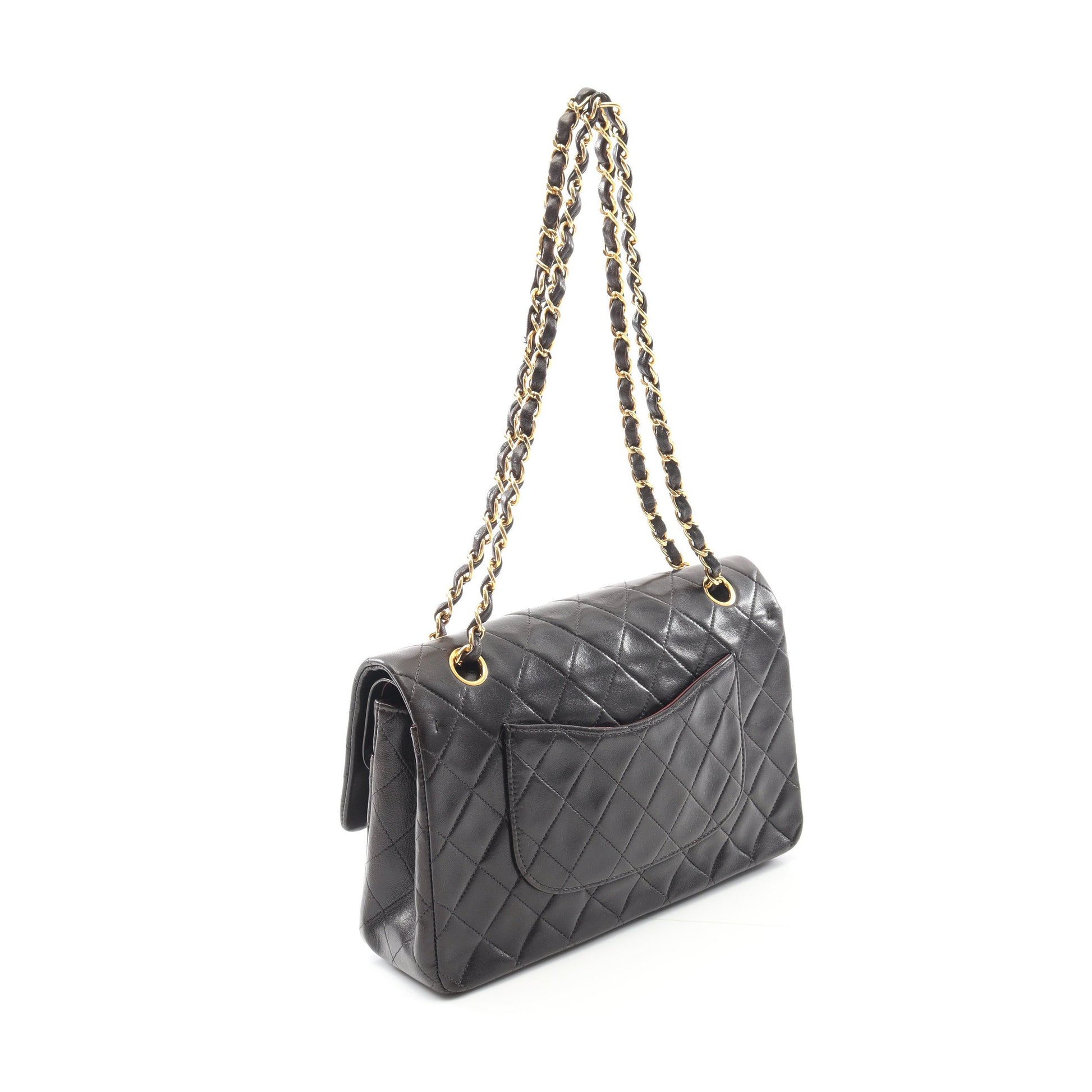 マトラッセ Wフラップ Wチェーンショルダーバッグ ラムスキン ブラック ゴールド金具 シャネル バッグ CHANEL