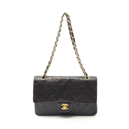マトラッセ Wフラップ Wチェーンショルダーバッグ ラムスキン ブラック ゴールド金具 シャネル バッグ CHANEL