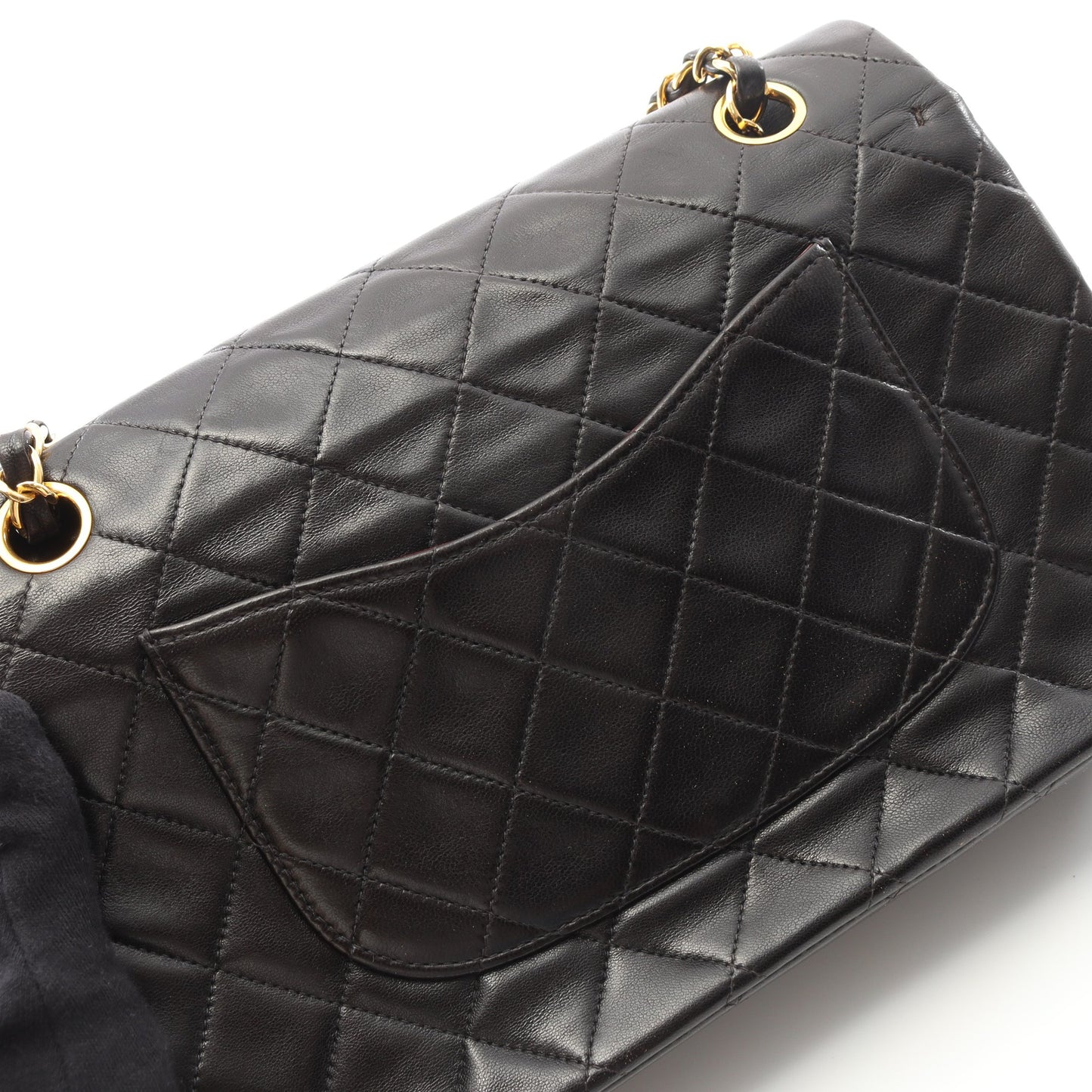 マトラッセ Wフラップ Wチェーンショルダーバッグ ラムスキン ブラック ゴールド金具 シャネル バッグ CHANEL