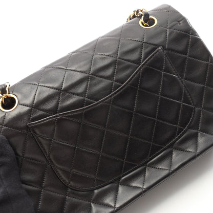マトラッセ Wフラップ Wチェーンショルダーバッグ ラムスキン ブラック ゴールド金具 シャネル バッグ CHANEL