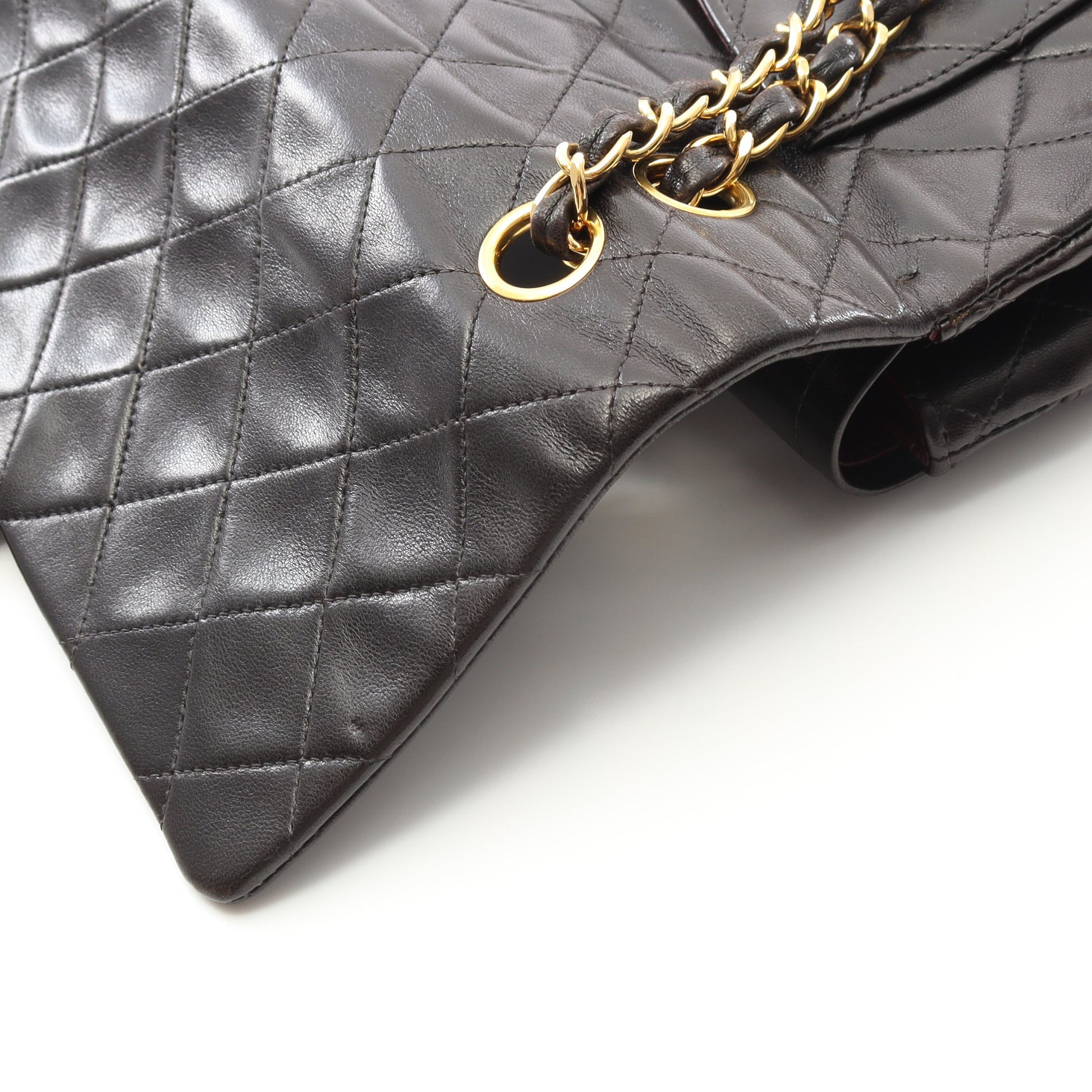 マトラッセ Wフラップ Wチェーンショルダーバッグ ラムスキン ブラック ゴールド金具 シャネル バッグ CHANEL